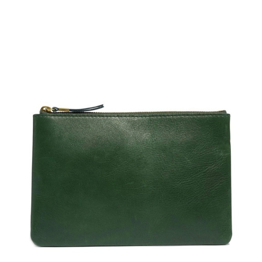 *NWT* Madewell The Leather Pouch Clutch in Forest Green, SOLD OUT Online
